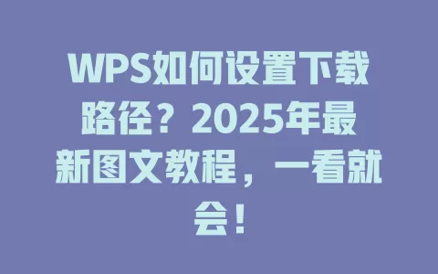 WPS如何设置下载路径？2025年最新图文教程，一看就会！ 一