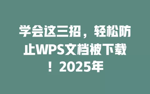 学会这三招,轻松防止WPS文档被下载!2025年 1 学会这三招,轻松防止WPS文档被下载!2025年 一