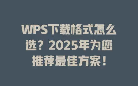 WPS下载格式怎么选？2025年为您推荐最佳方案！ 一